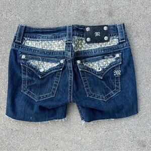 Miss Me Bling Sequin flap pocket cut off jeans shorts Size 27